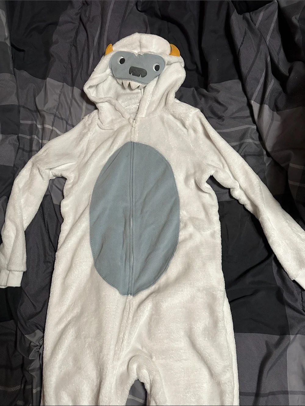 Kids White & Gray Monster Hooded Pajamas Yeti